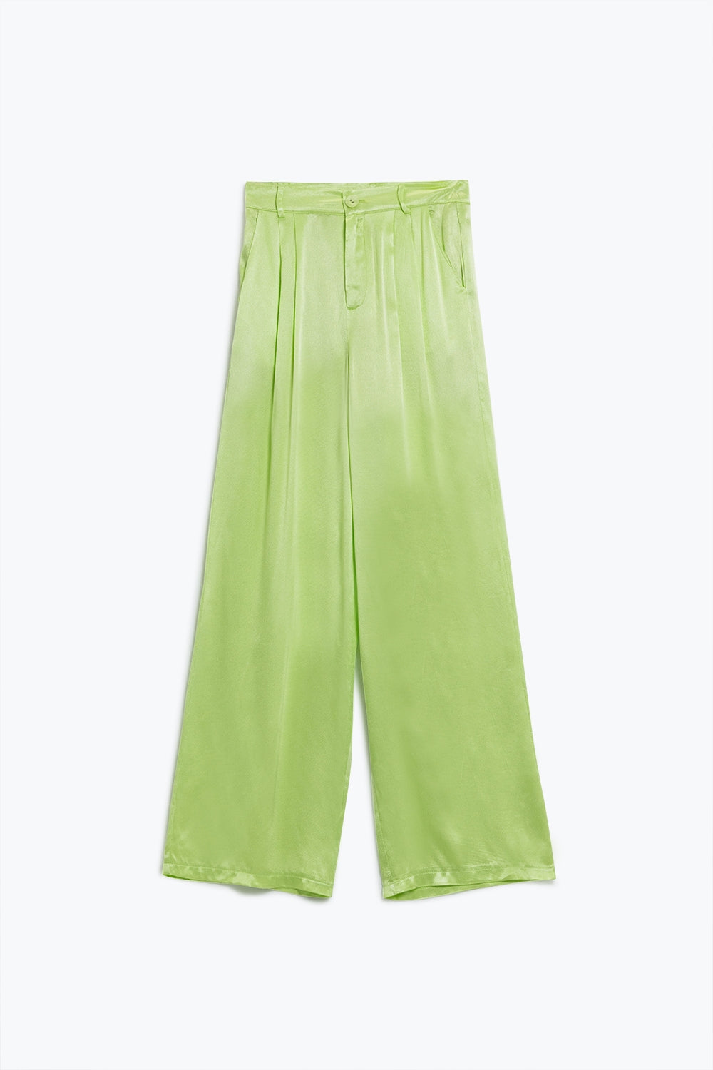 Q2 Pantaloni raso svasati con tasche in lime