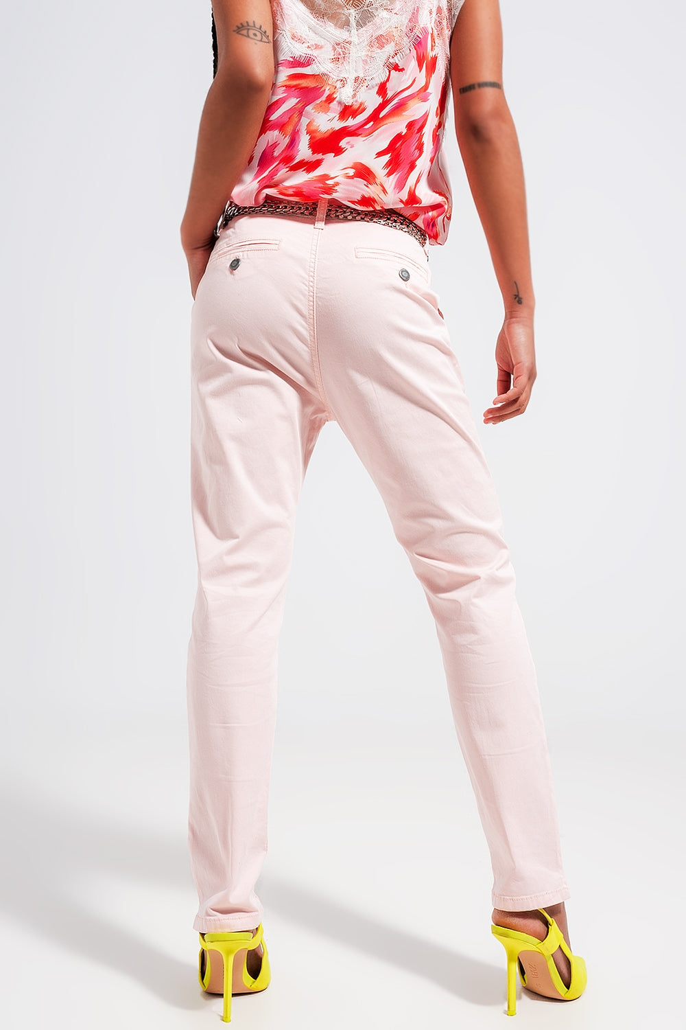 Pantaloni rosa in misto cotone
