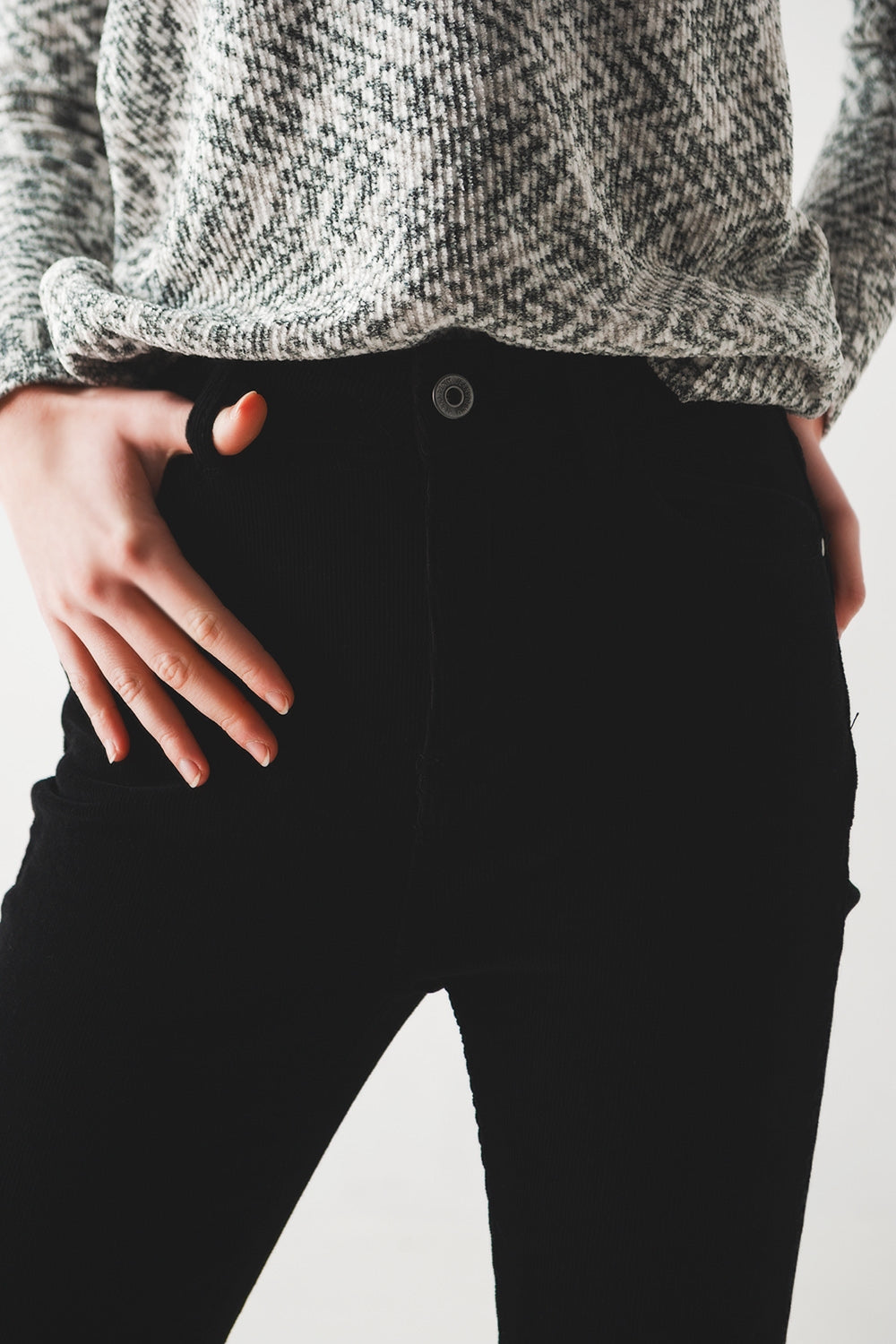 Pantaloni skinny di velluto in cotone nero