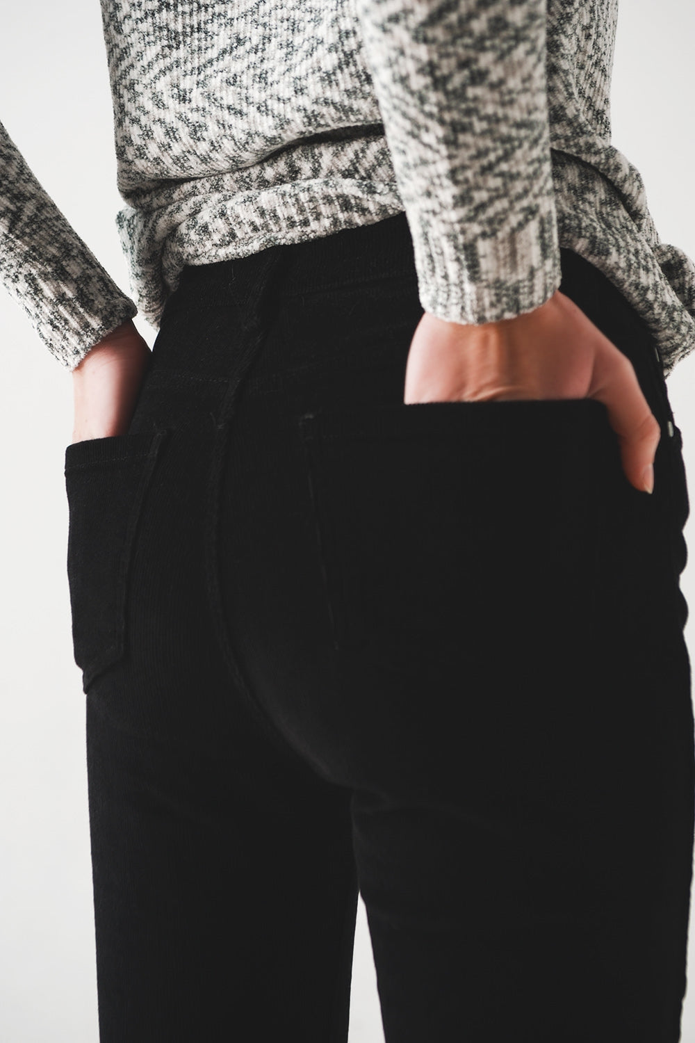 Pantaloni skinny di velluto in cotone nero