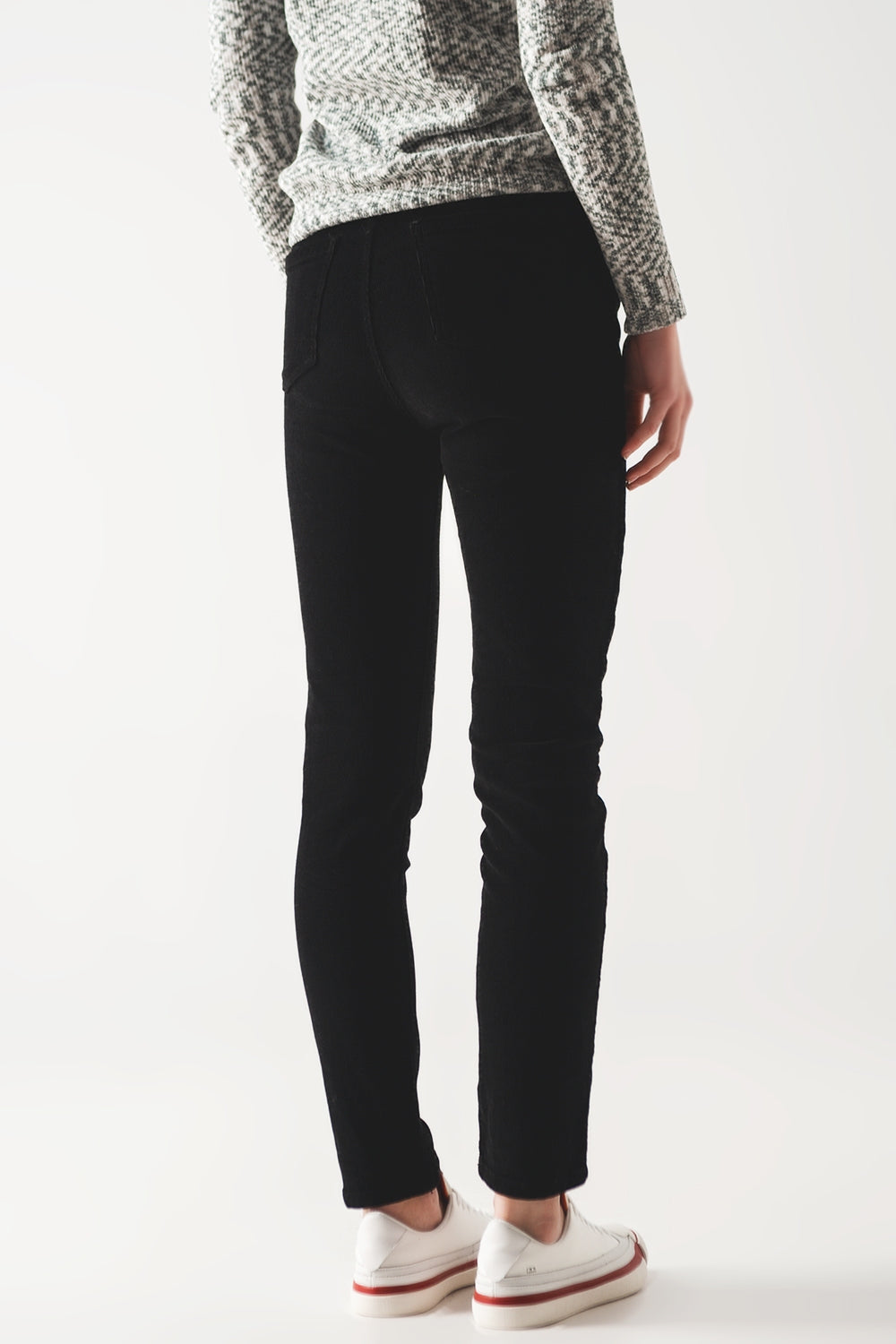 Pantaloni skinny di velluto in cotone nero