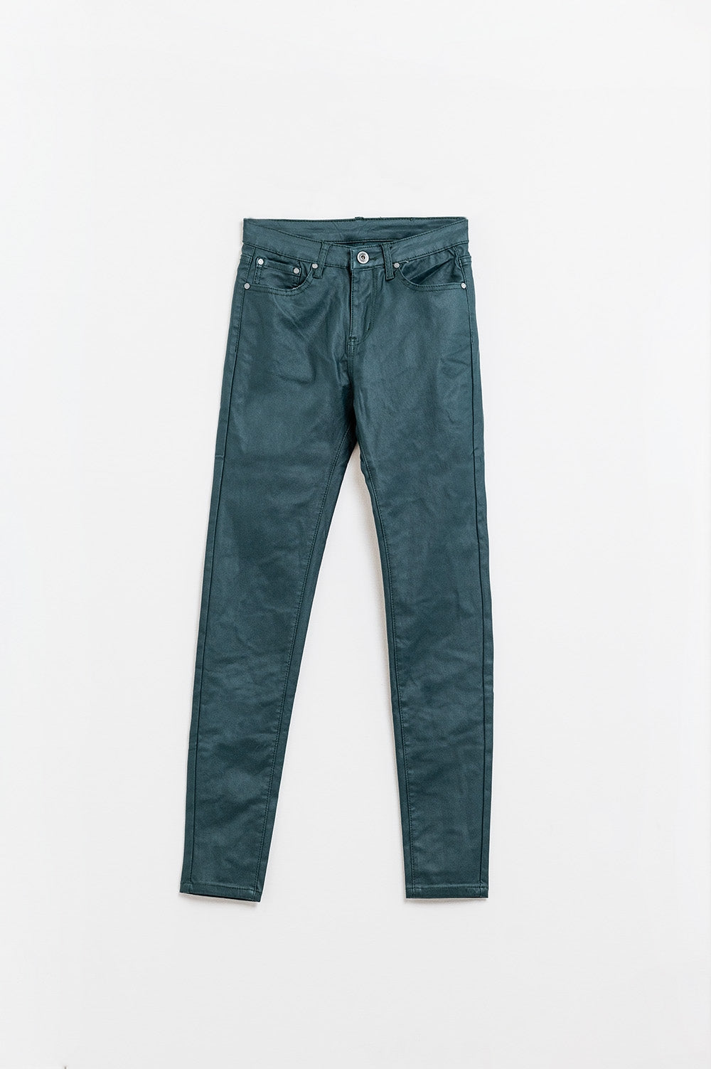 Pantaloni skinny in ecopelle verde scuro