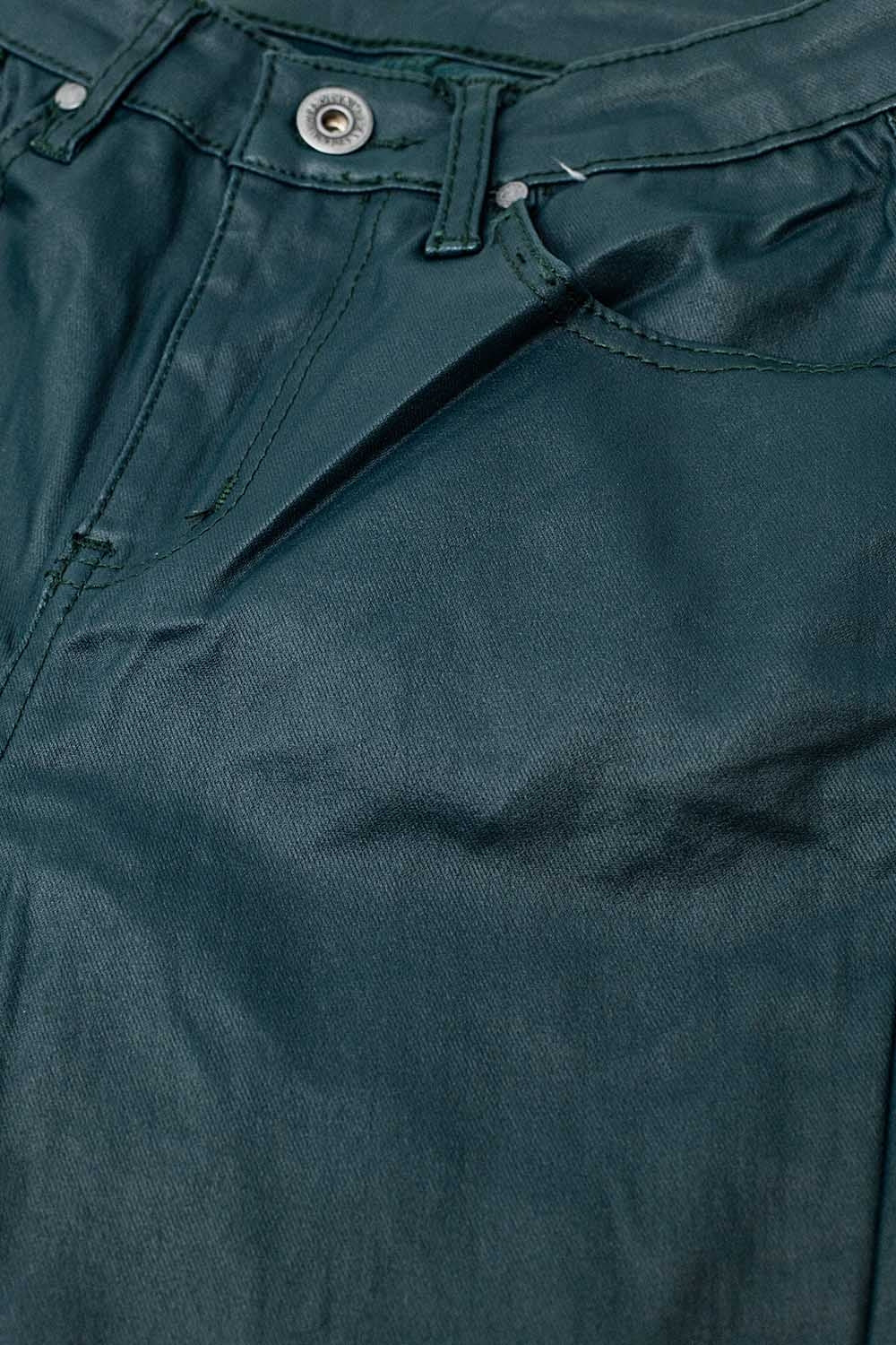 Pantaloni skinny in ecopelle verde scuro