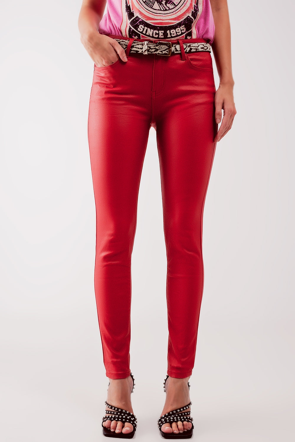 Pantaloni skinny in rosso