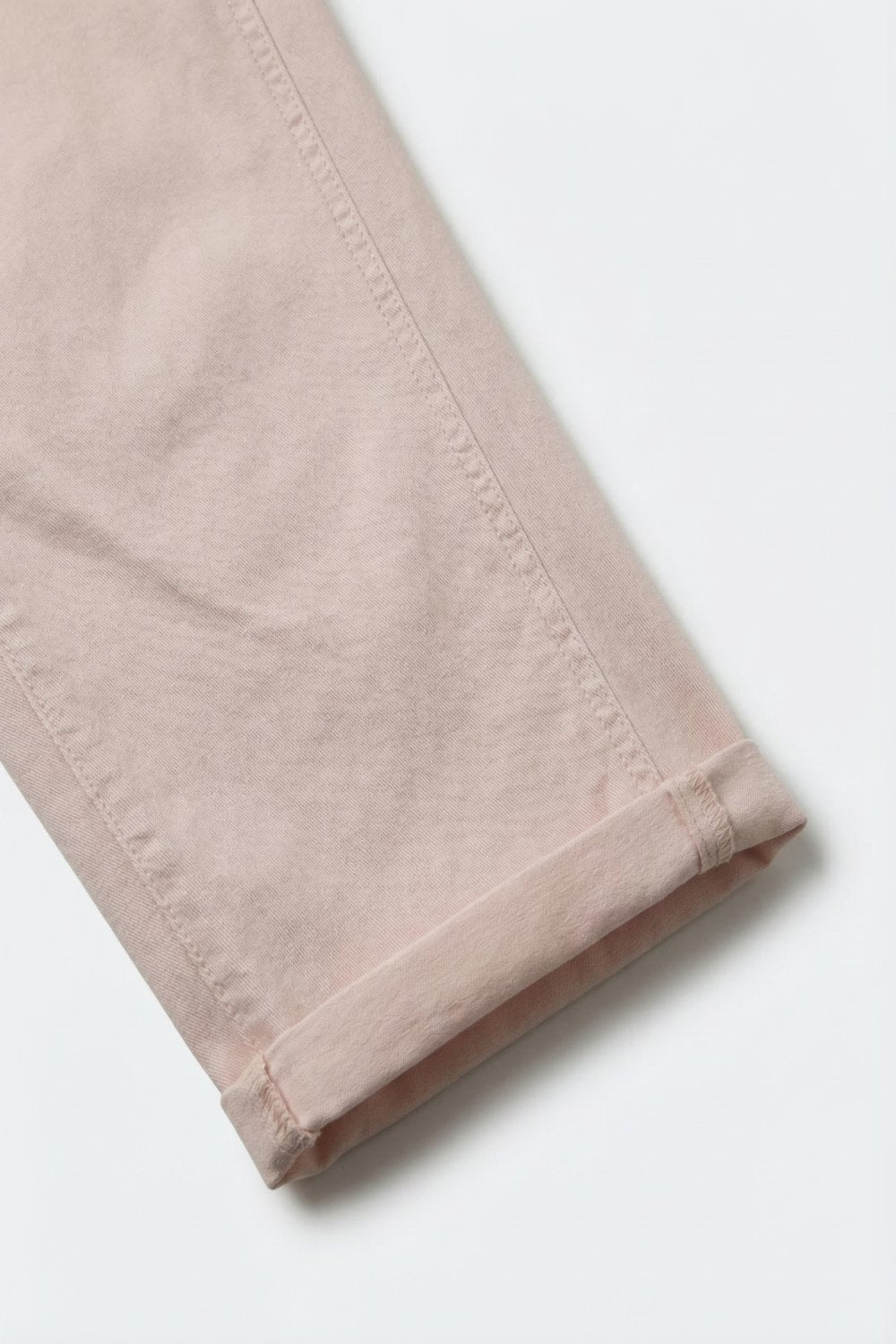 Pantaloni Stile Barrel a Gamba Larga Rosa Chiaro con Orli Risvoltati