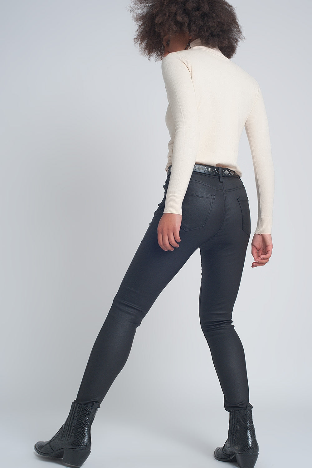 Pantaloni stretti nero effetto pelle