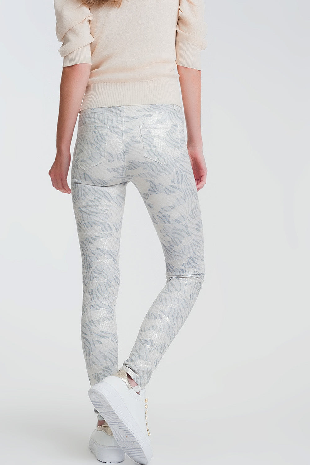 Pantaloni super skinny con ghette mimetici
