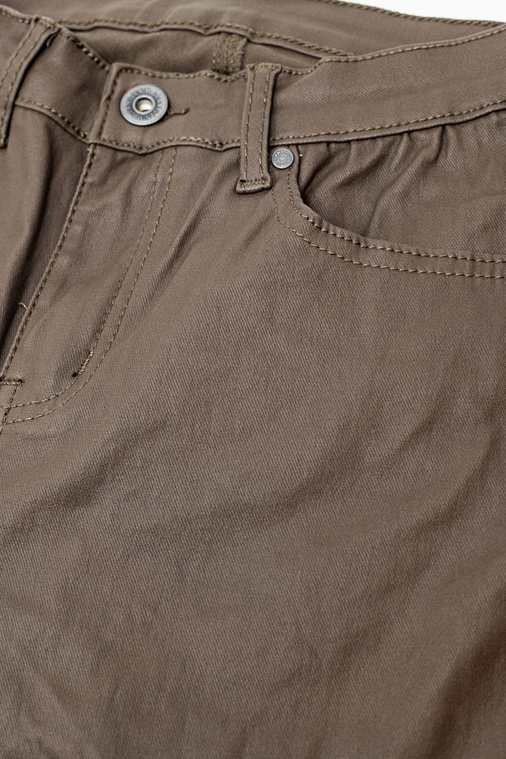 Pantaloni super skinny in ecopelle beige