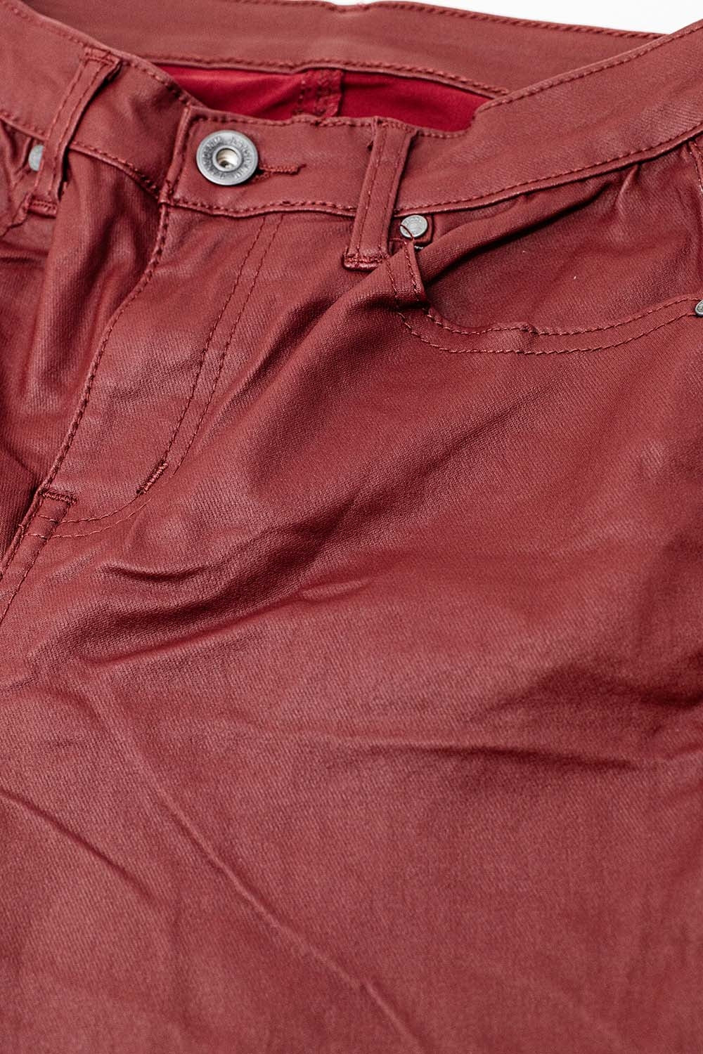 Pantaloni super skinny in ecopelle bordeaux