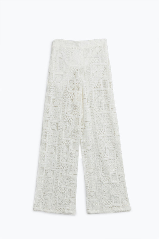 Q2 Pantaloni svasati bianchi con pinces