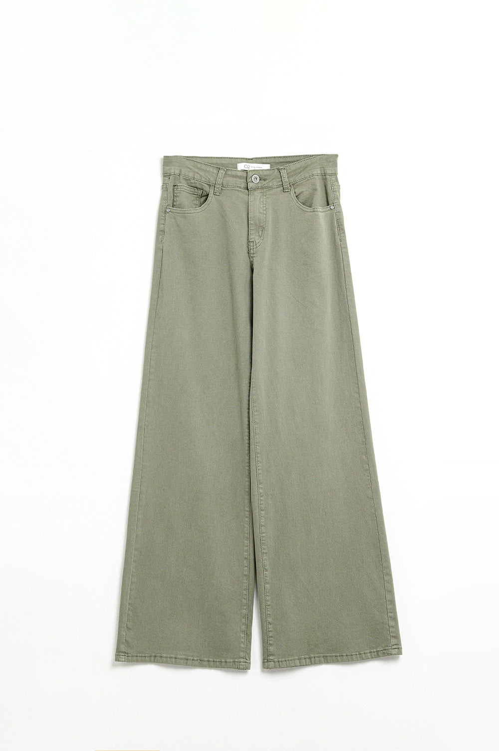 Q2 Pantaloni verdi dritti a gamba larga