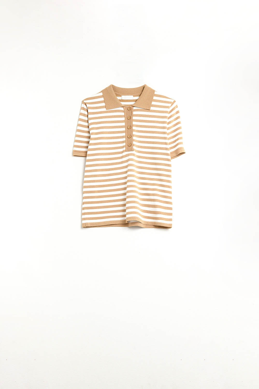Polo a righe bianche e beige
