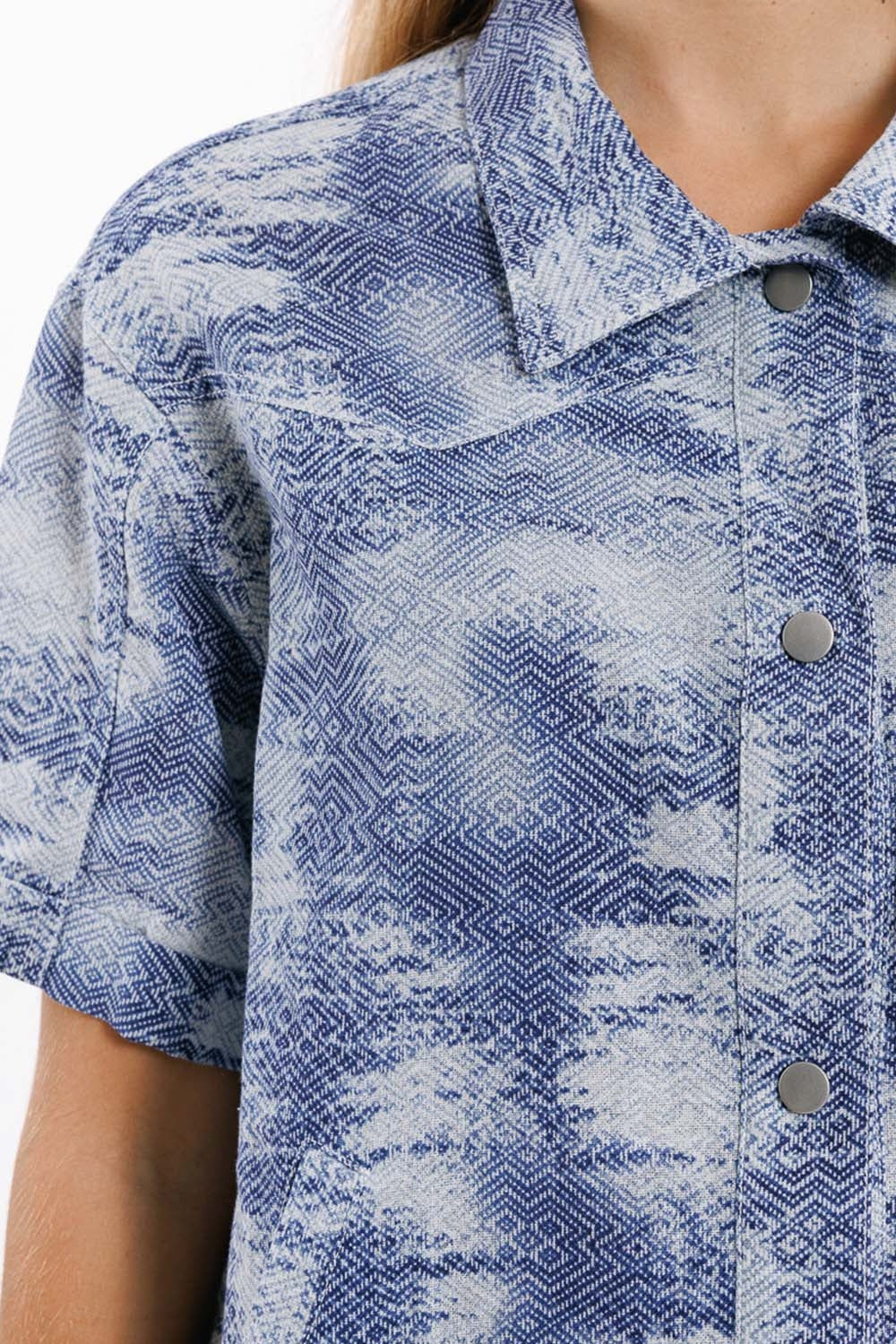 Polo con bottoni in blu Tie Dye