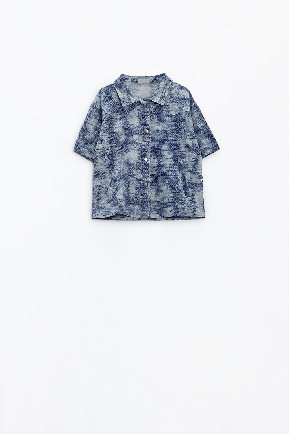 Polo con bottoni in blu Tie Dye