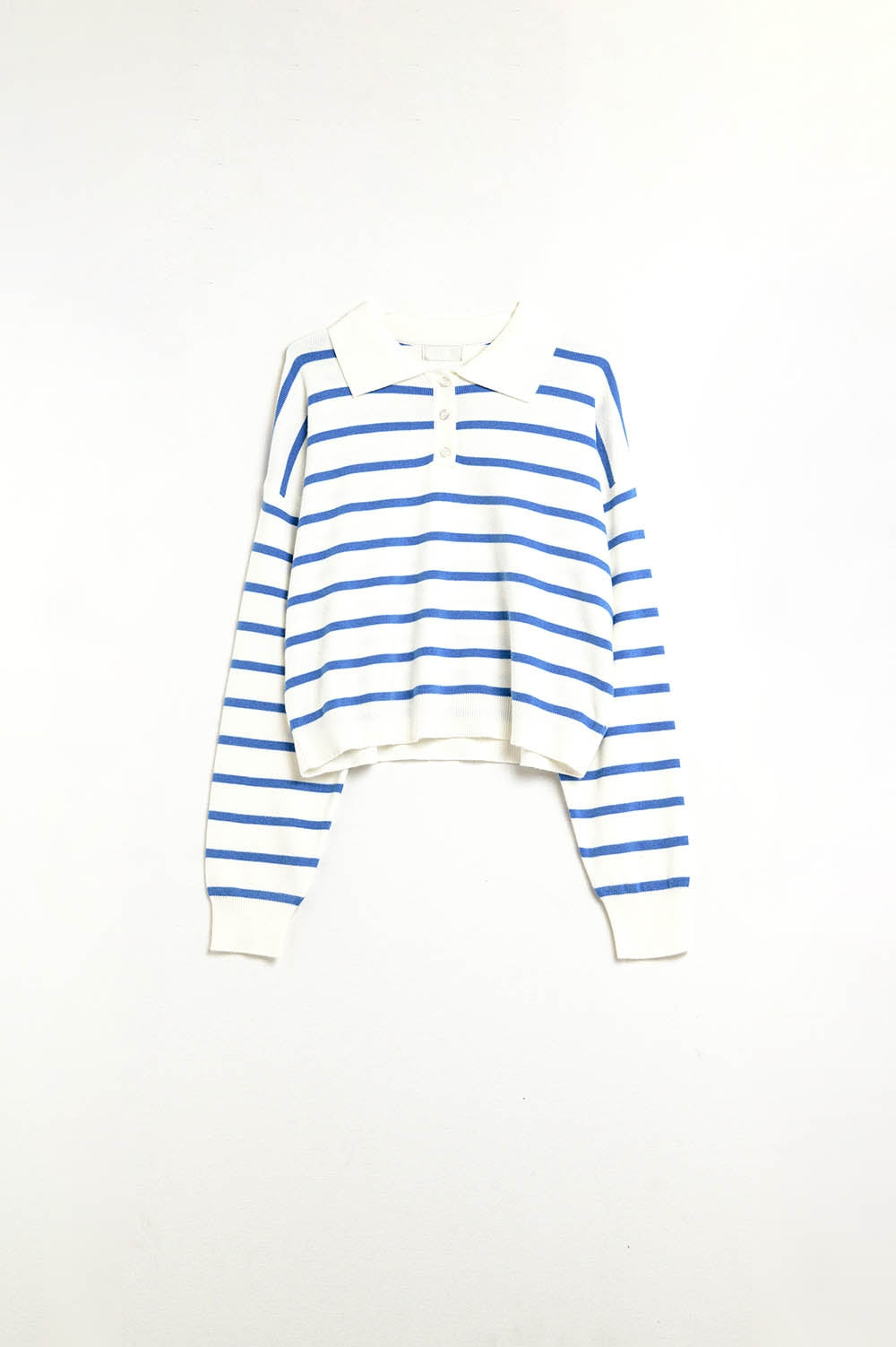 polo in maglia morbida a righe blu