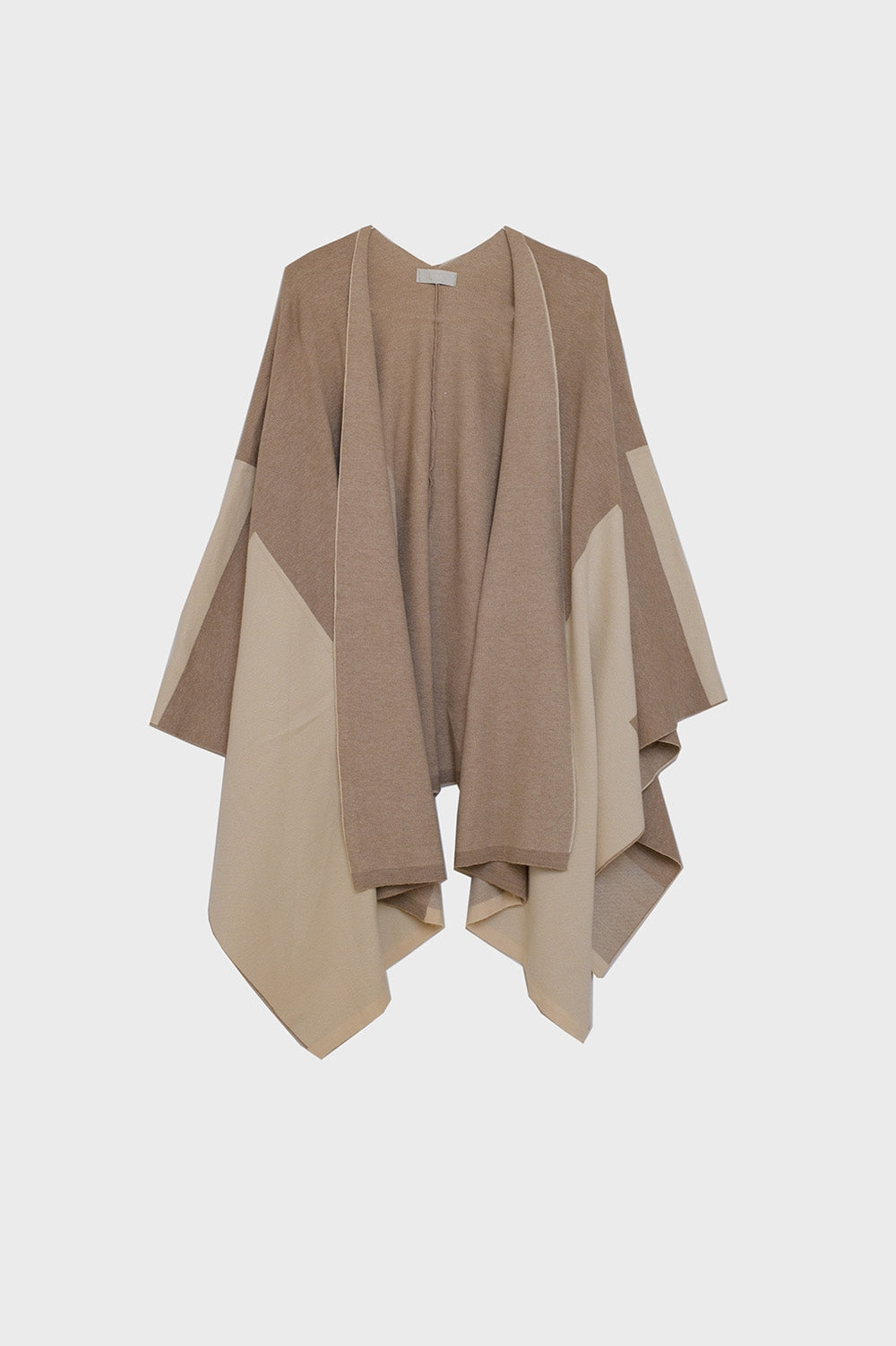 Poncho asimmetrico in marrone chiaro e scuro