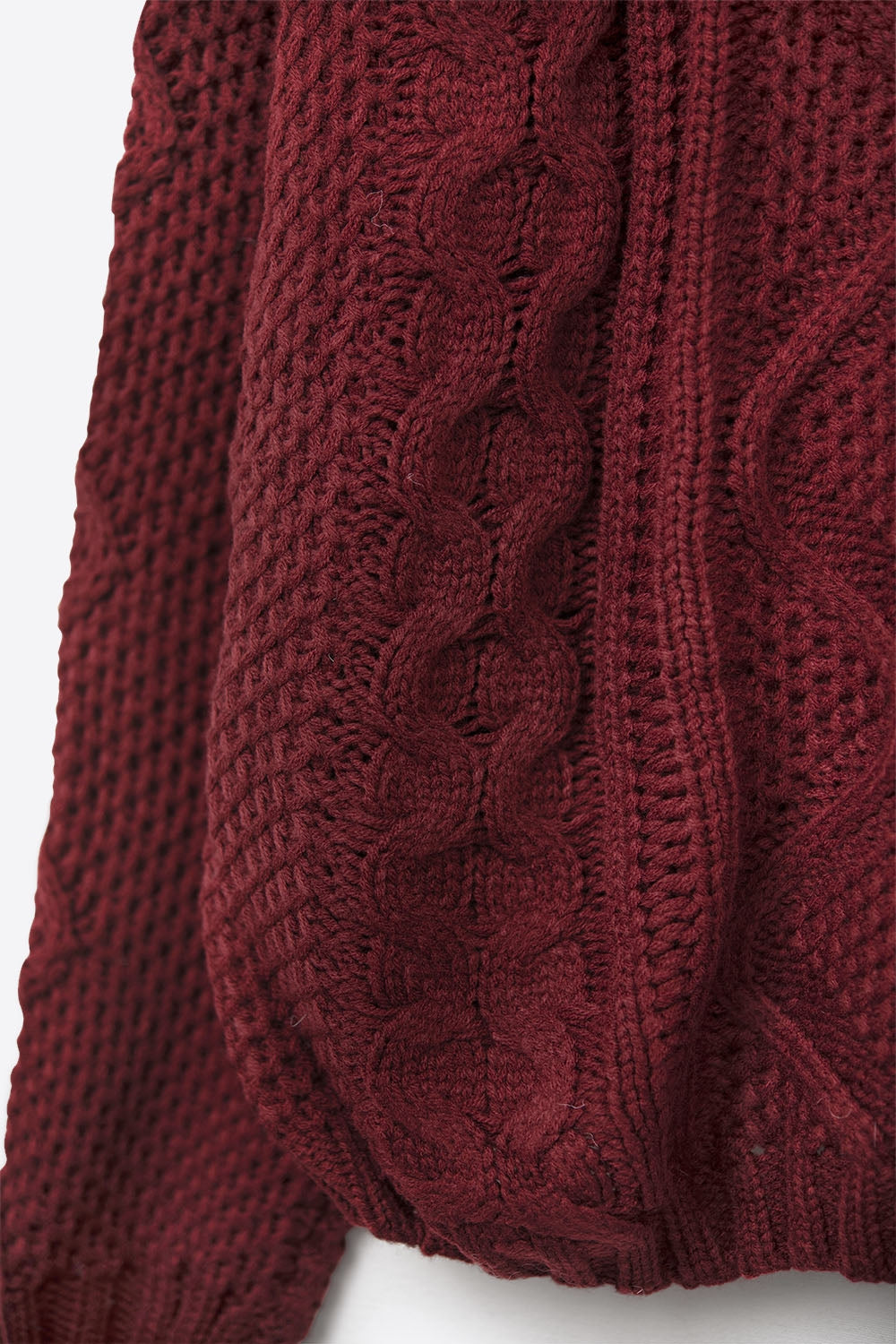 Pullover in maglia a coste maroon con spalla scesa