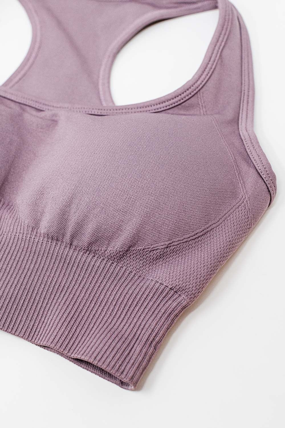 Reggiseno sportivo a coste color malva