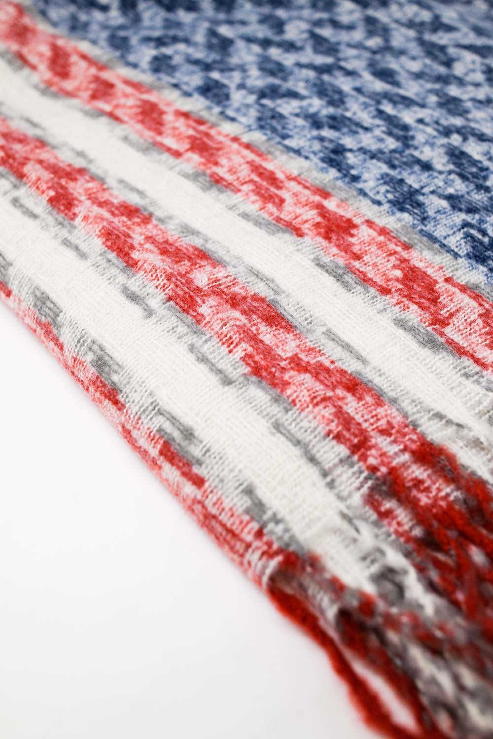 Sciarpa in stile americano Houndstooth in bianco rosso e blu