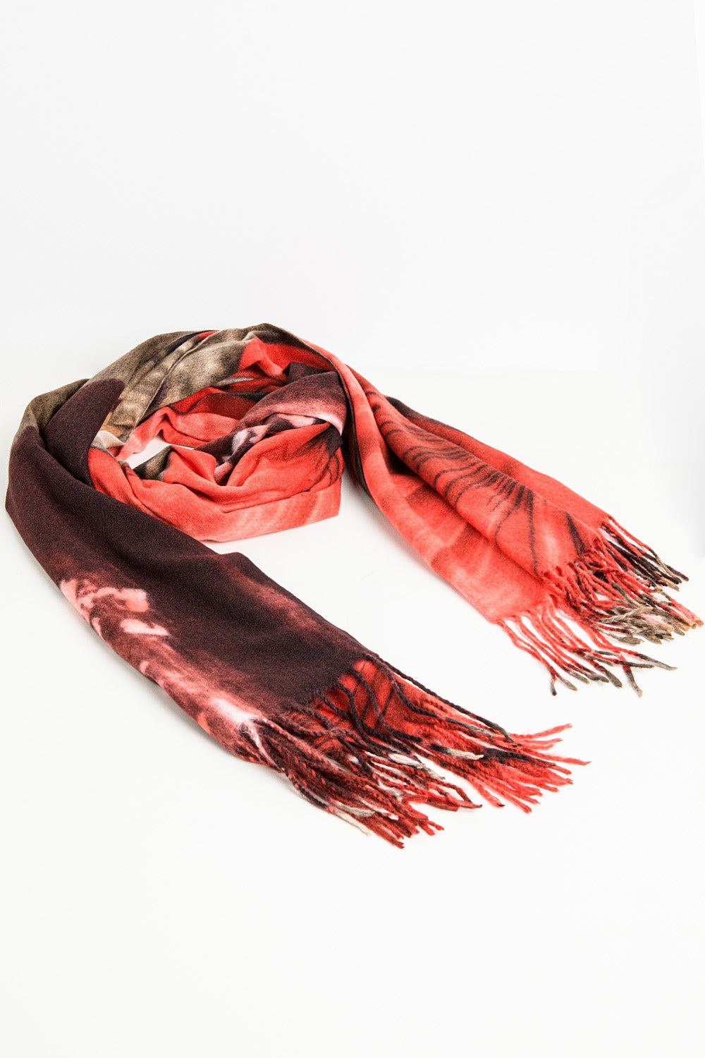 sciarpa rossa con stampa floreale