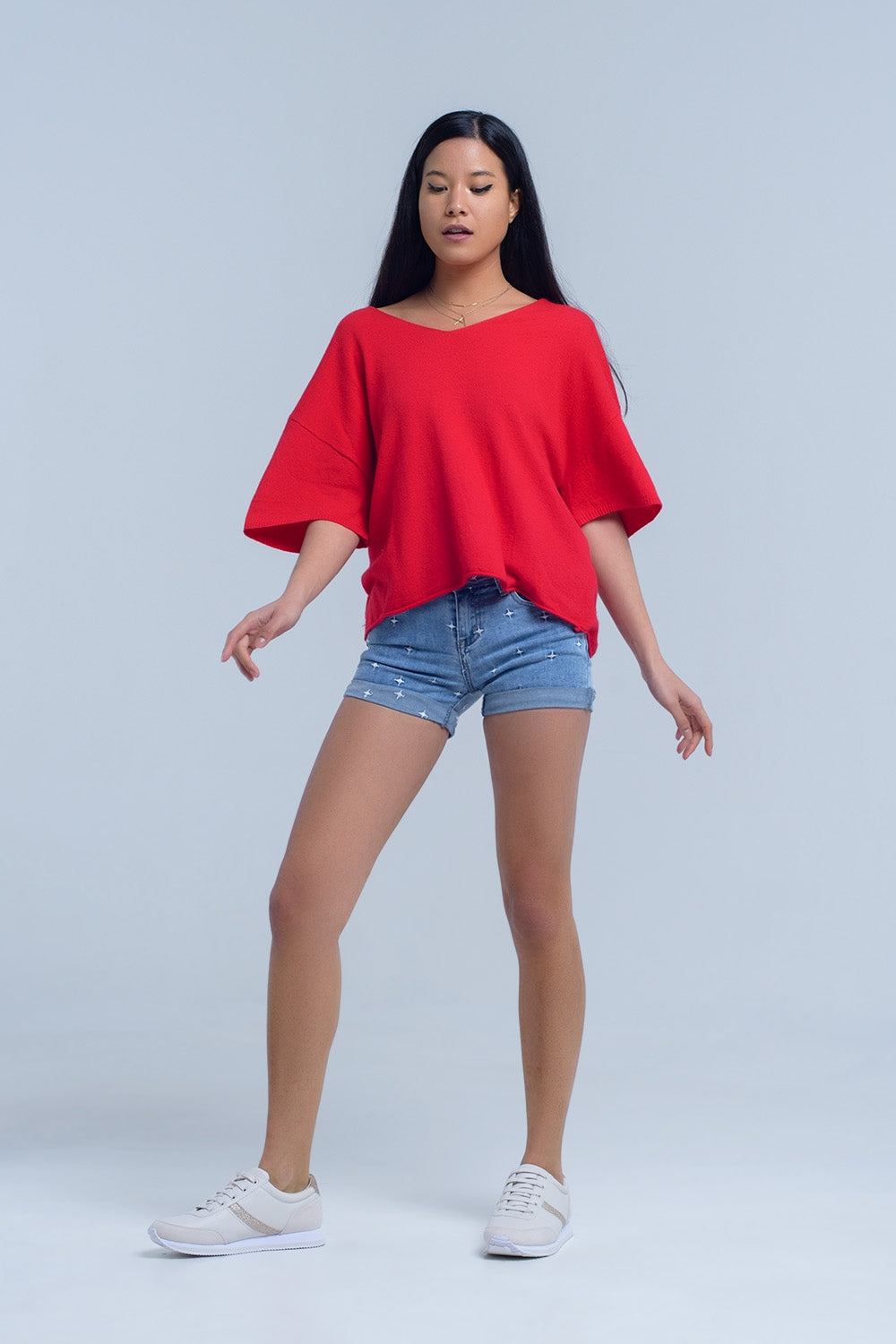 Shorts in denim con dettaglio a stelle