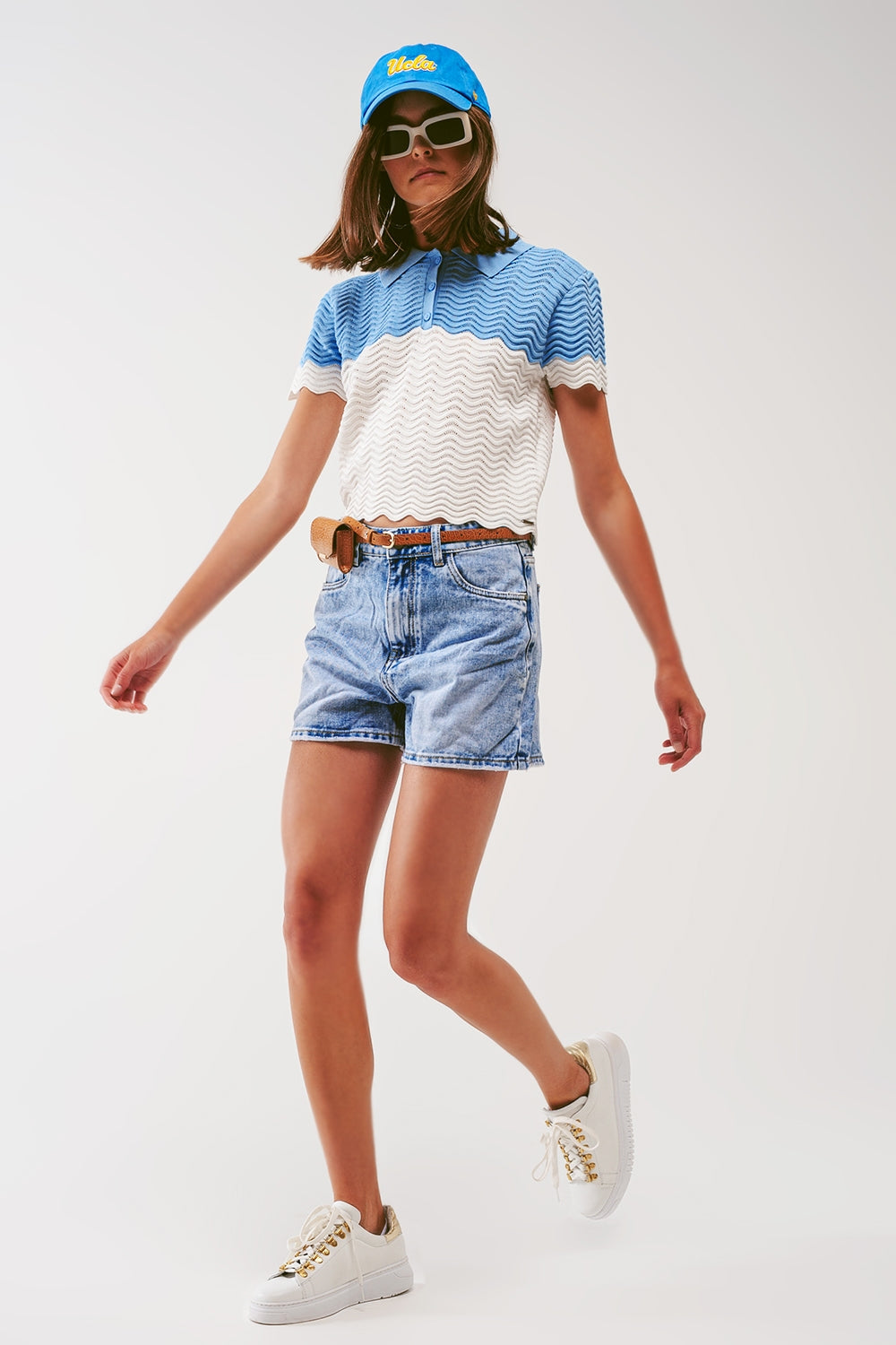 Shorts in denim lavato blu chiaro