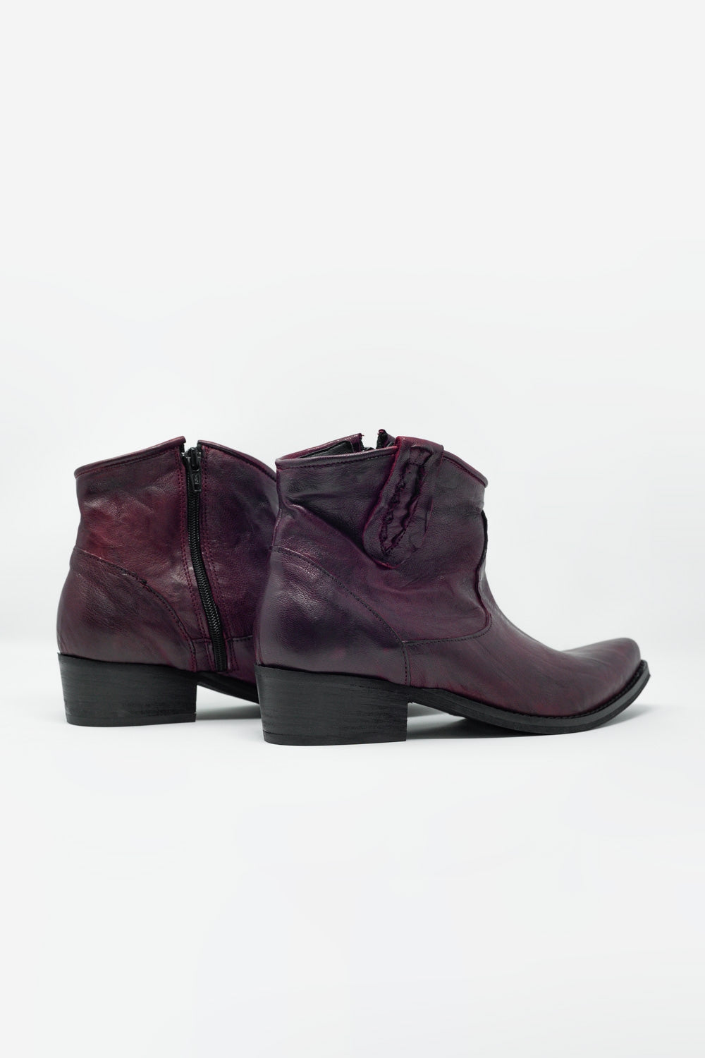 Stivaletti western in pelle granato