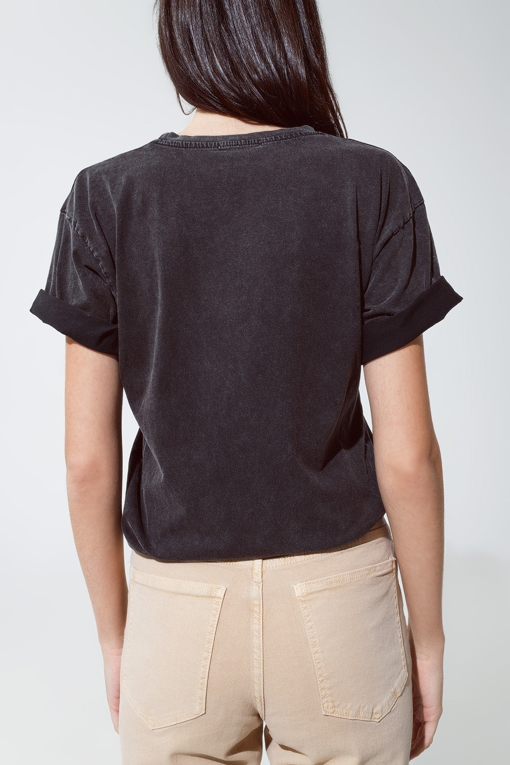 T-shirt a maniche corte con testo grafico Manhattan sul davanti in nero vintage