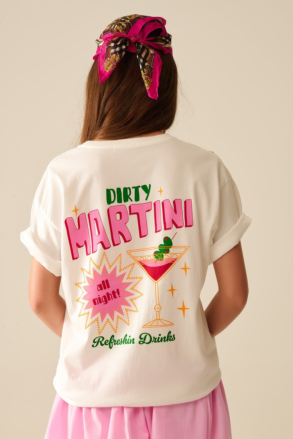 t-shirt bianca made in Italy con logo grafico Martini