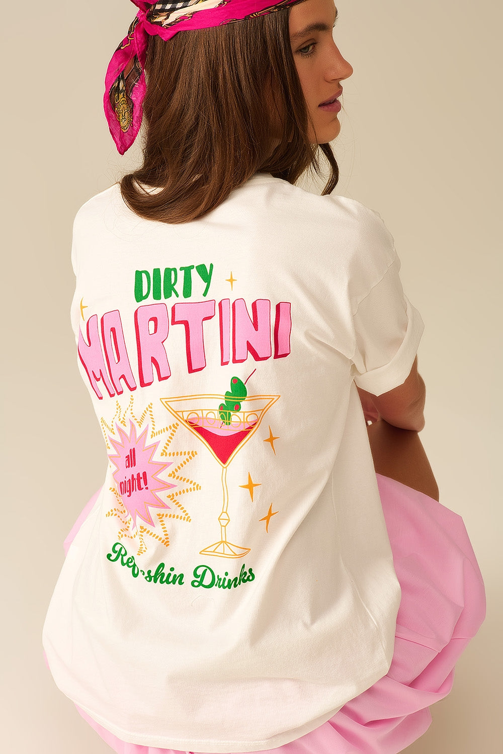 t-shirt bianca made in Italy con logo grafico Martini