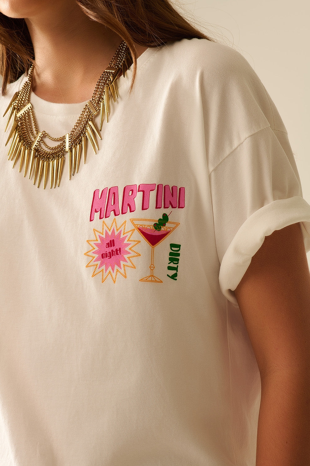 t-shirt bianca made in Italy con logo grafico Martini