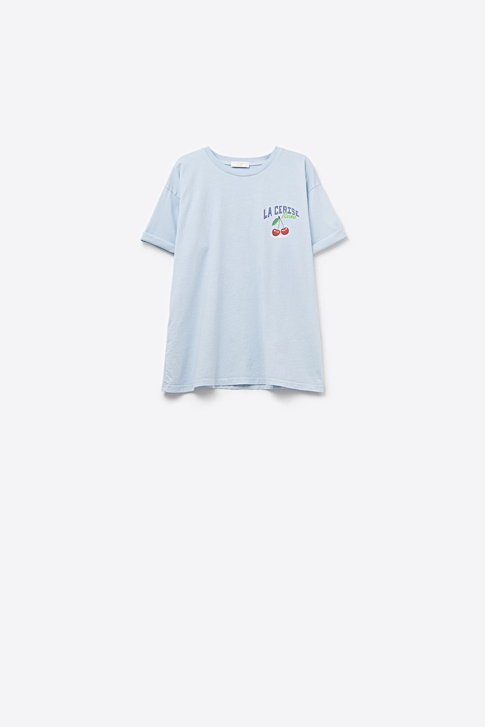 Q2 T-shirt blu con grafica La Cerise Market Saint-Tropez