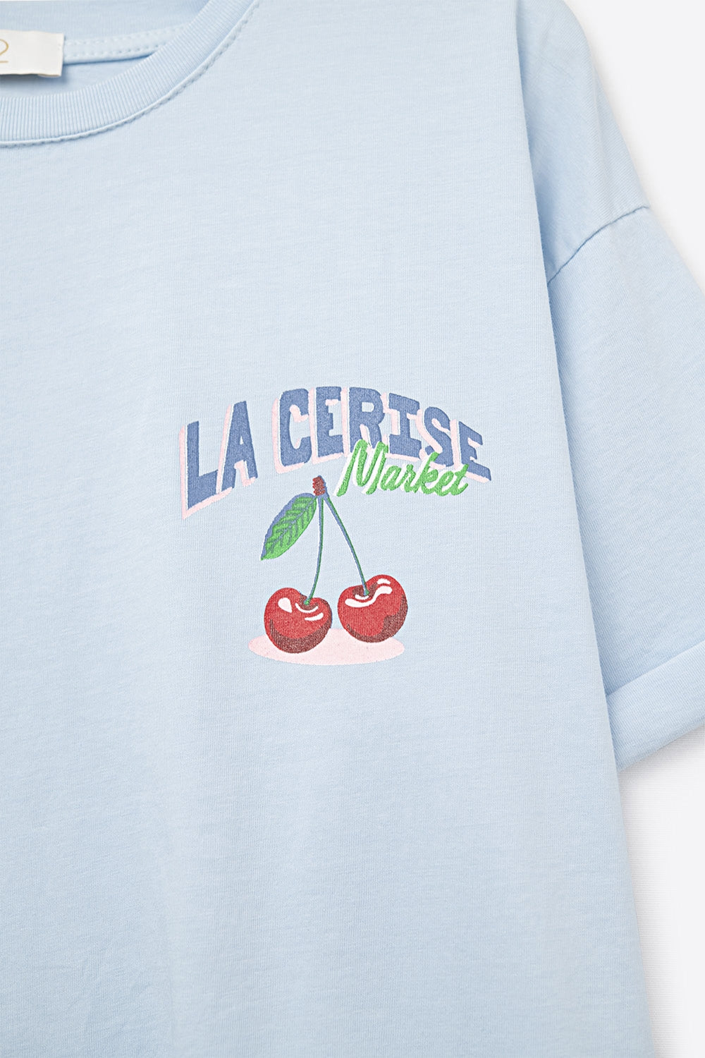 T-shirt blu con grafica La Cerise Market Saint-Tropez