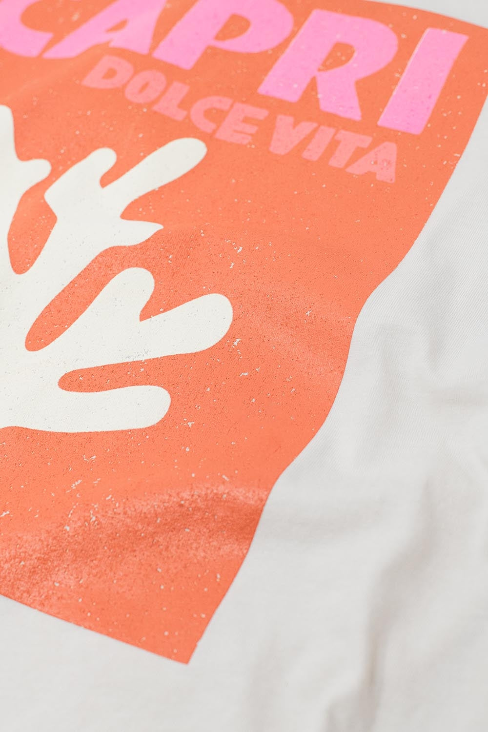 T-shirt Capri Dolce Vita bianca con stampa grafica arancione