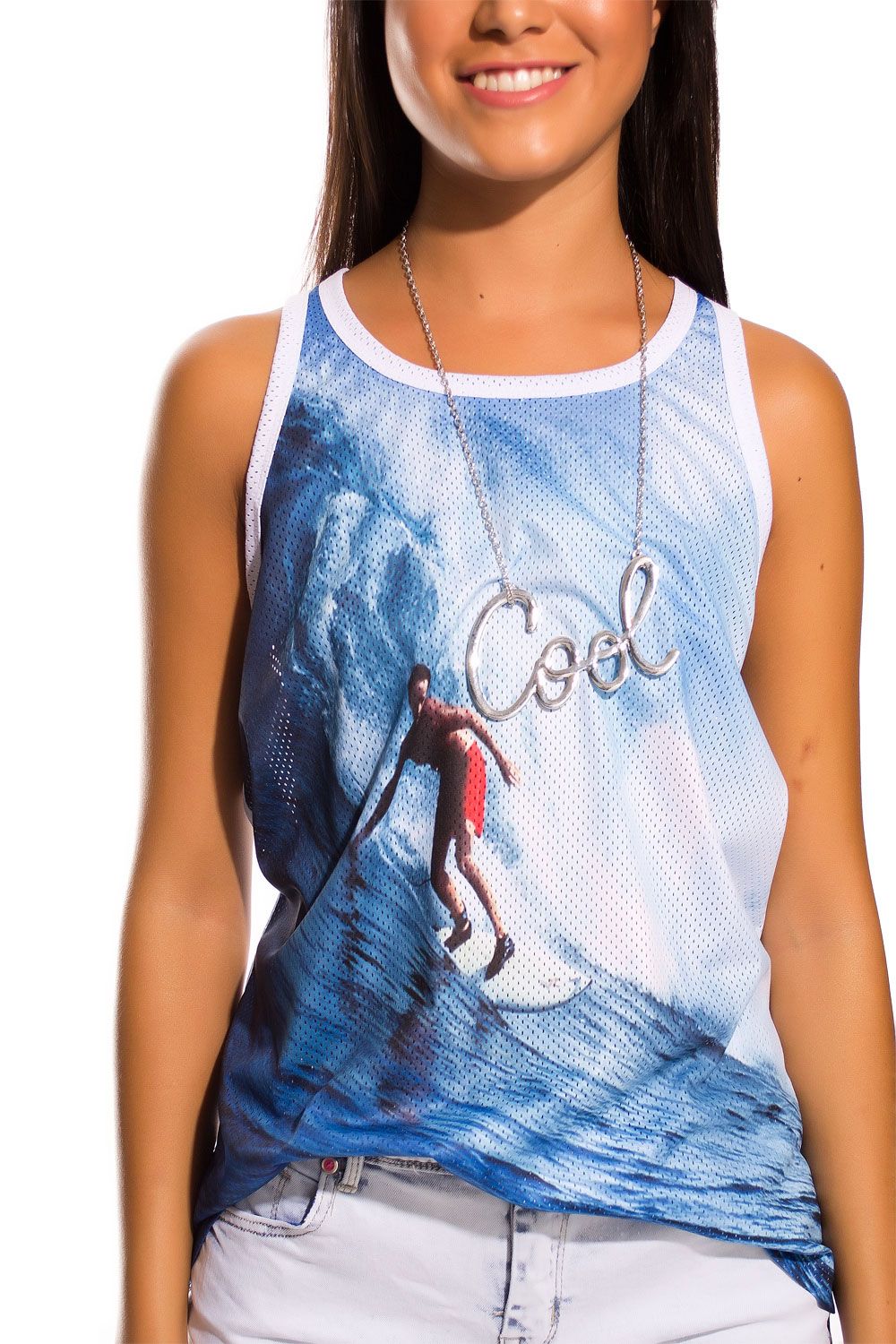 T-shirt con stampa di surfista