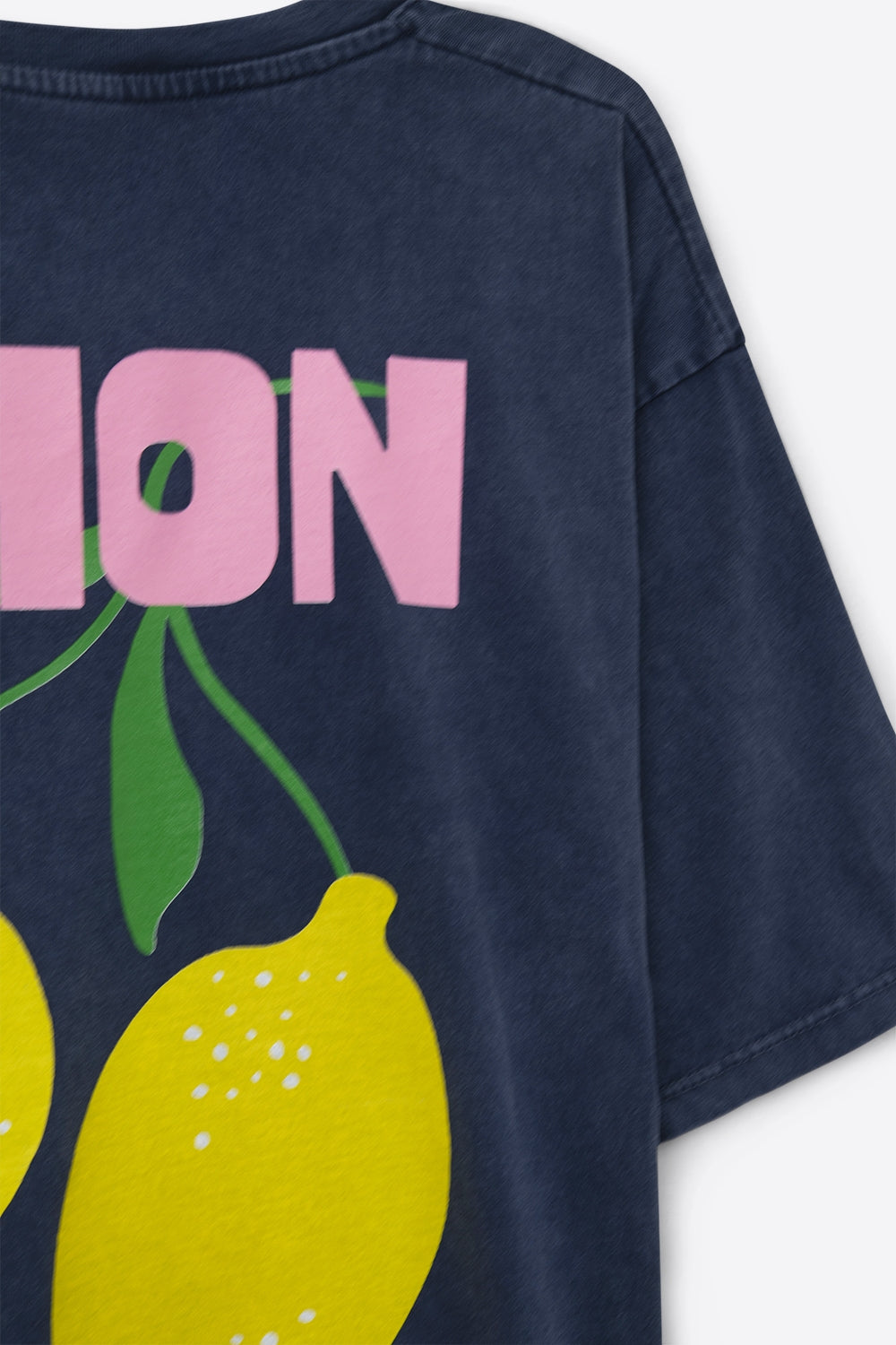 t-shirt navy rilassata con stampa di limoni