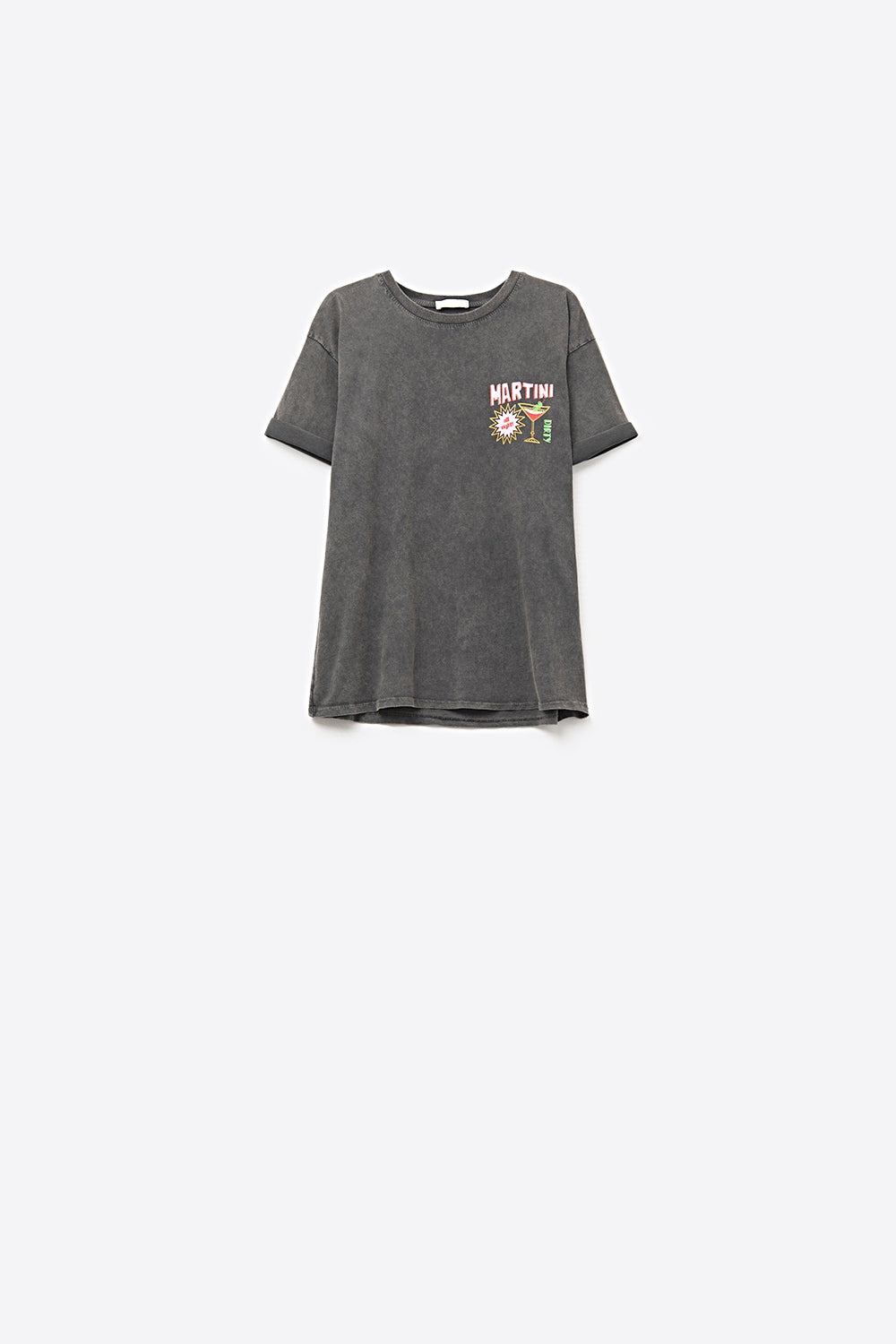 t-shirt nera stone wash made in Italy con logo grafico Martini