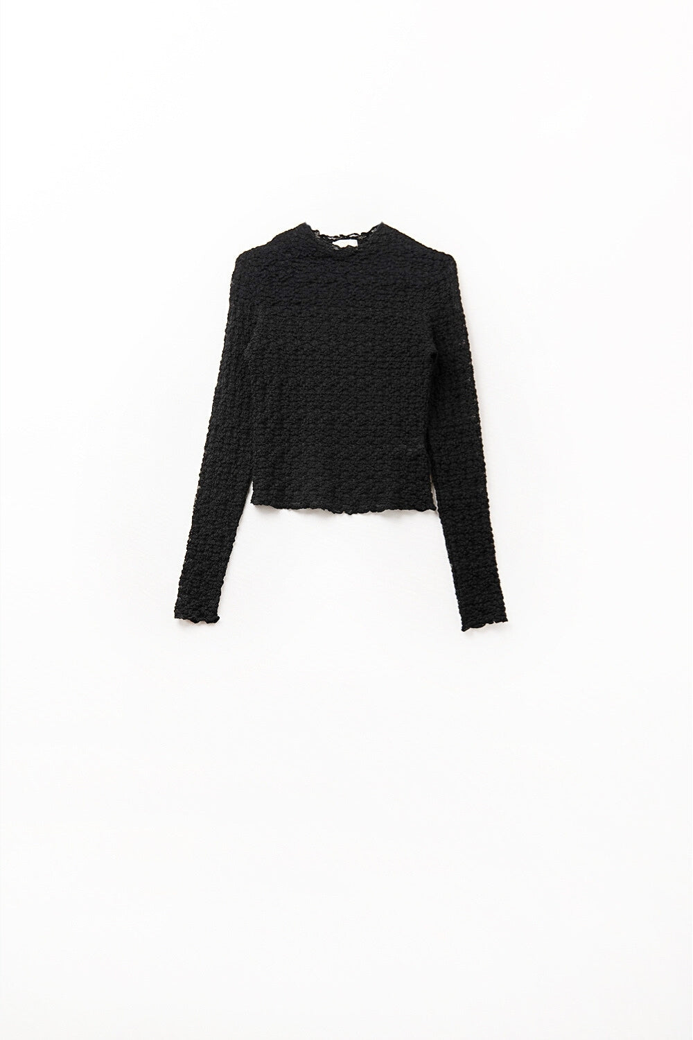Q2 top a maniche lunghe nero floreale trasparente