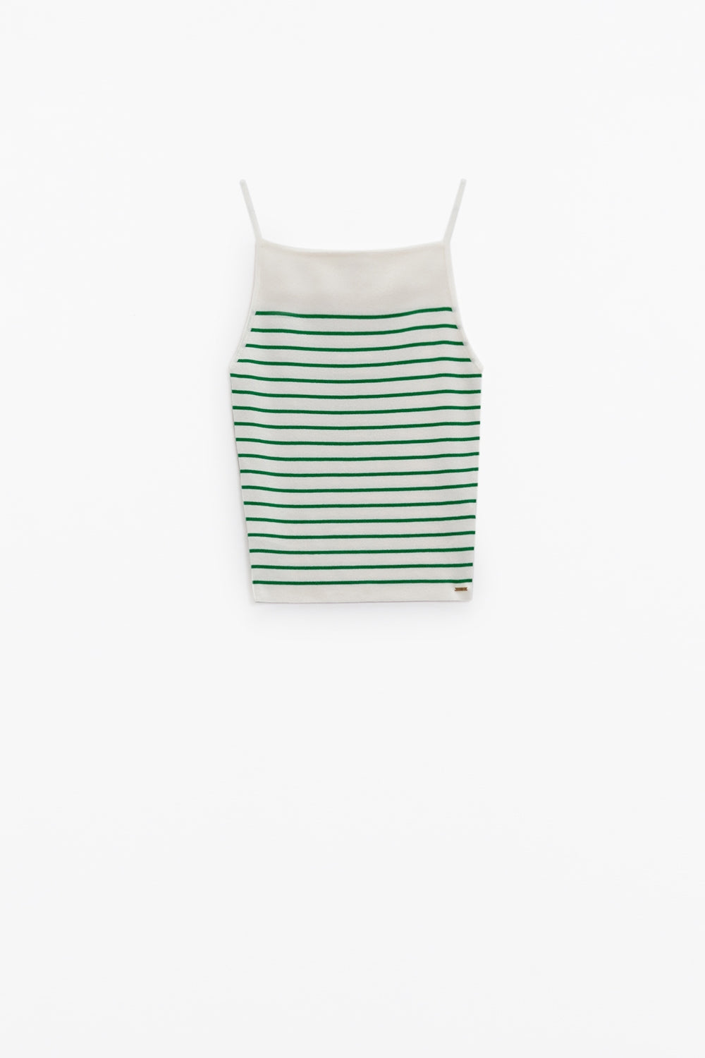 Top bianco con strisce verdi e spalline sottili