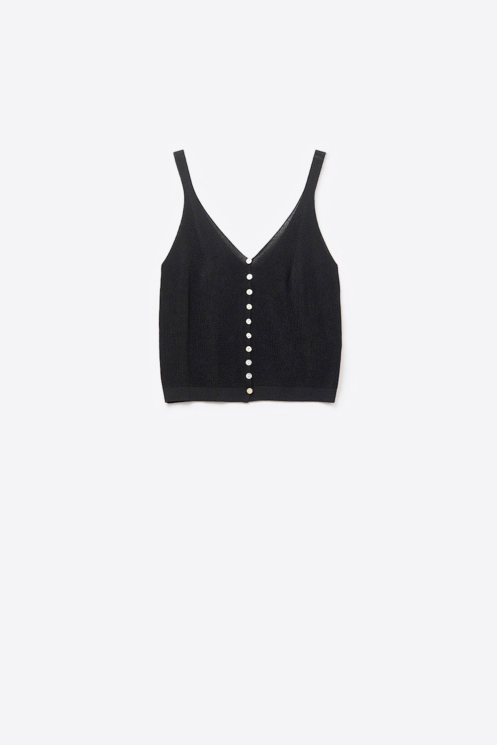 Q2 Top corto nero in maglia con bottoni
