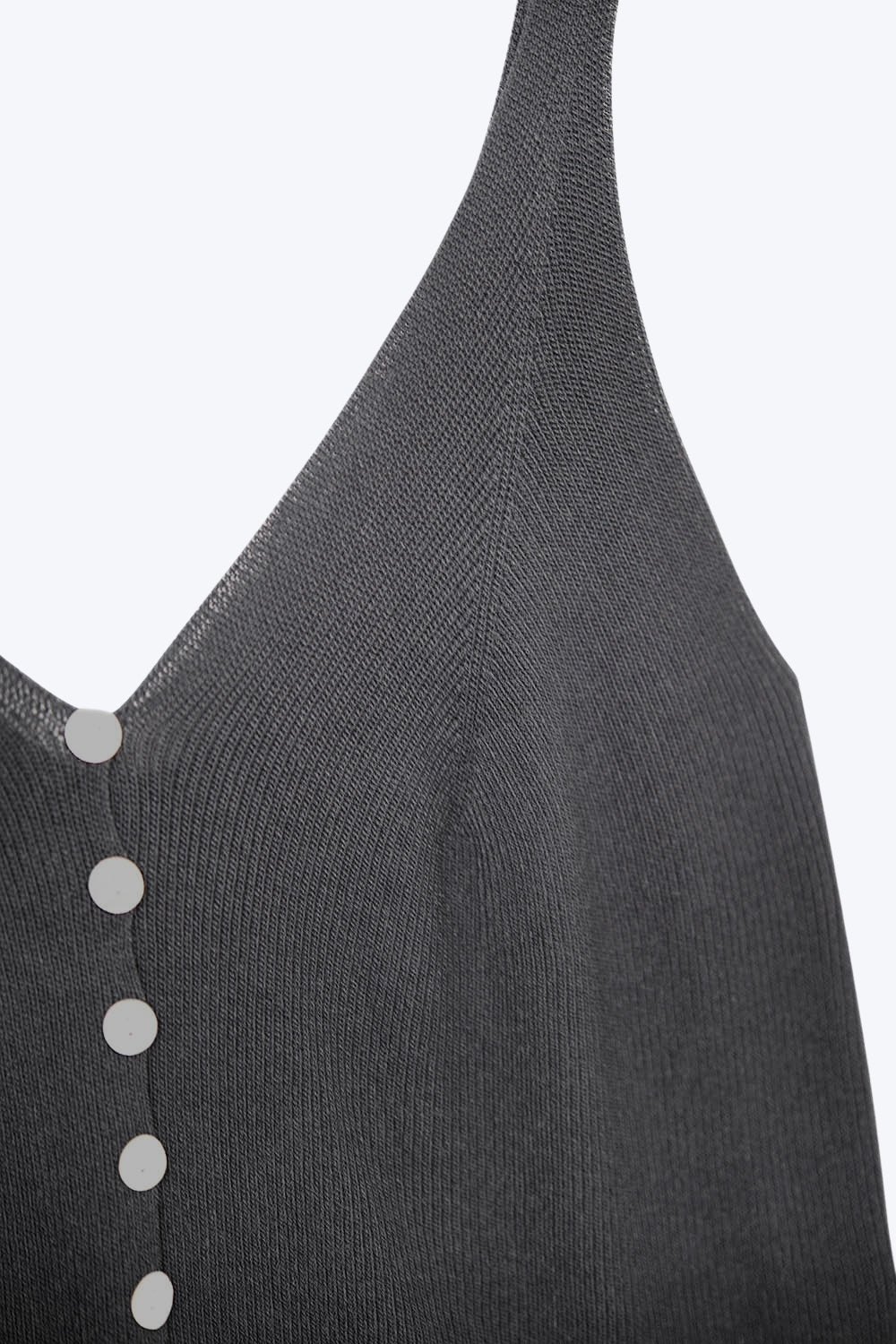 Top corto nero in maglia con bottoni