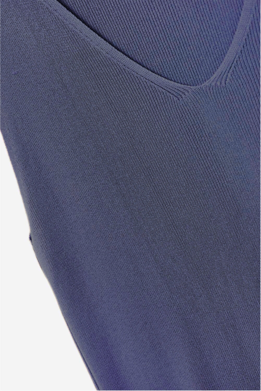Top senza maniche in maglia fine blu navy con scollo a V