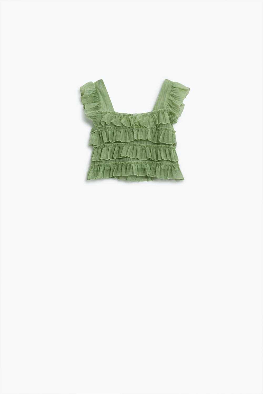 Q2 Top senza maniche verde con increspatura