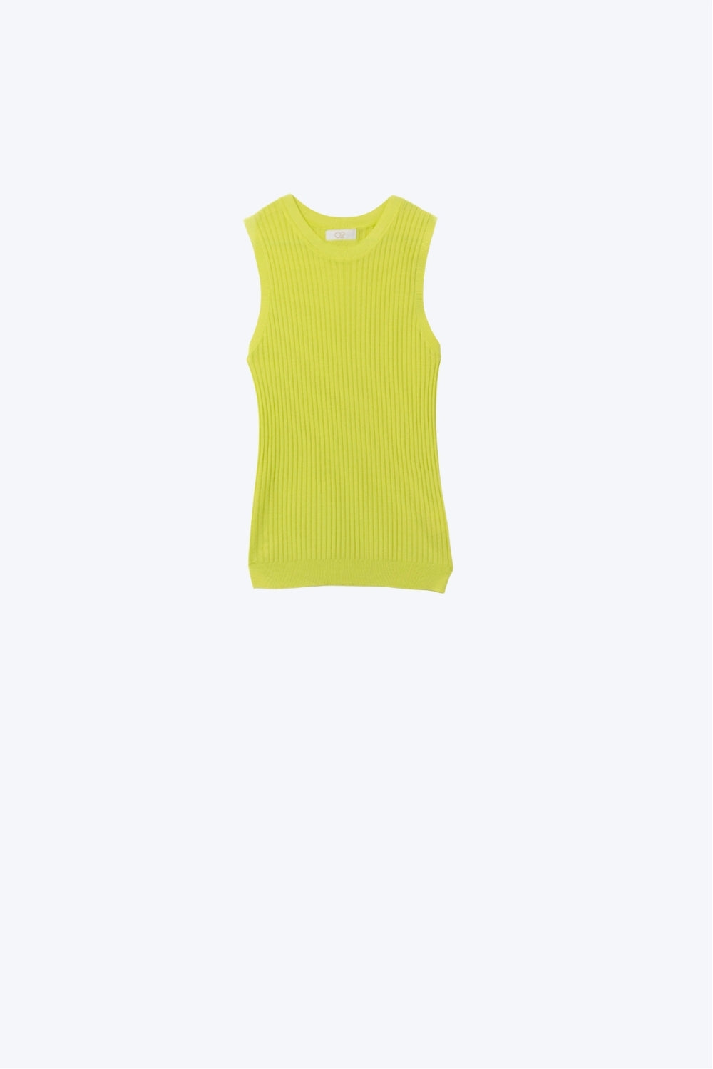 Q2 Top verde lime senza maniche in maglia a coste