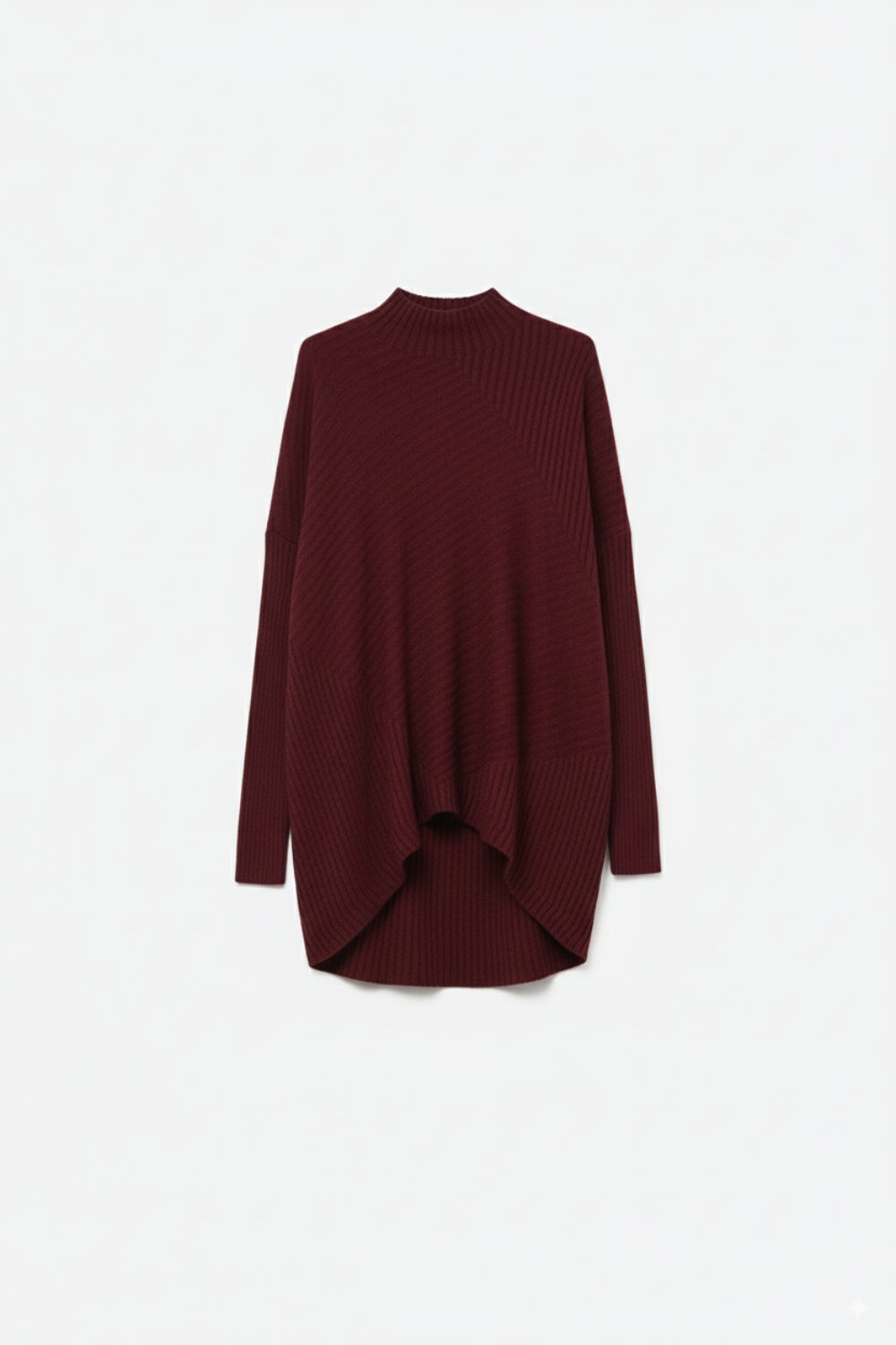 Q2 Tunica in maglia a coste asimmetrica bordeaux