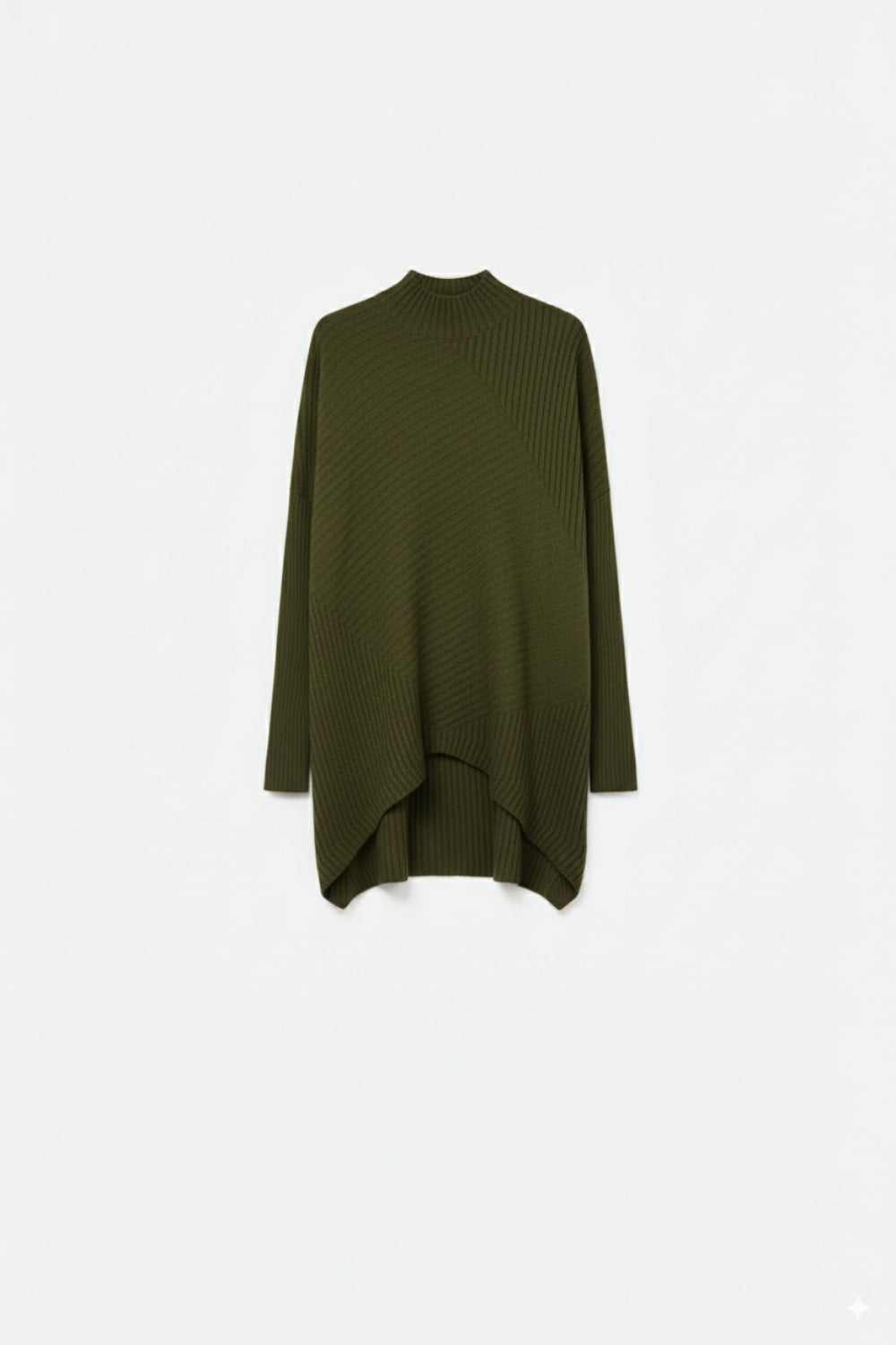 Q2 Tunica in maglia a coste asimmetrica Khaki