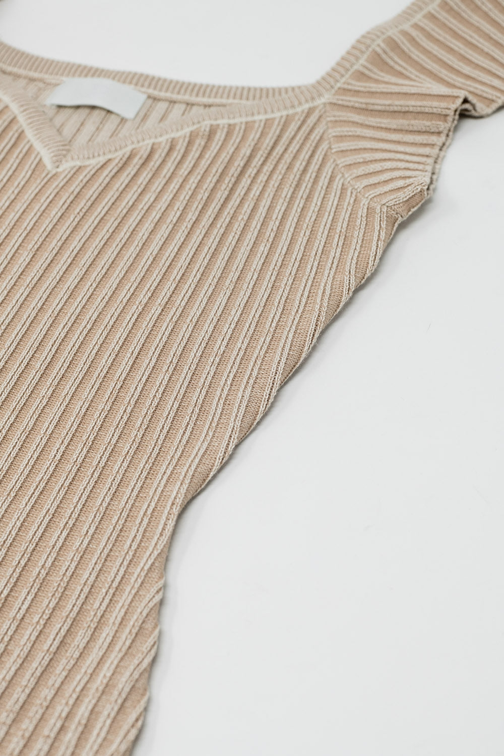 Vestito Bodycon a coste spesse beige con maniche a cappuccio
