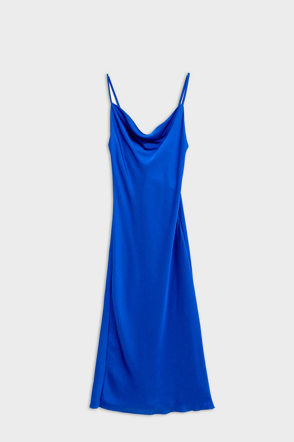 Q2 Vestito corto in raso con spalline sottili blu