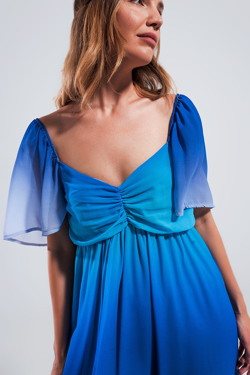 Vestito lungo sfumato blu