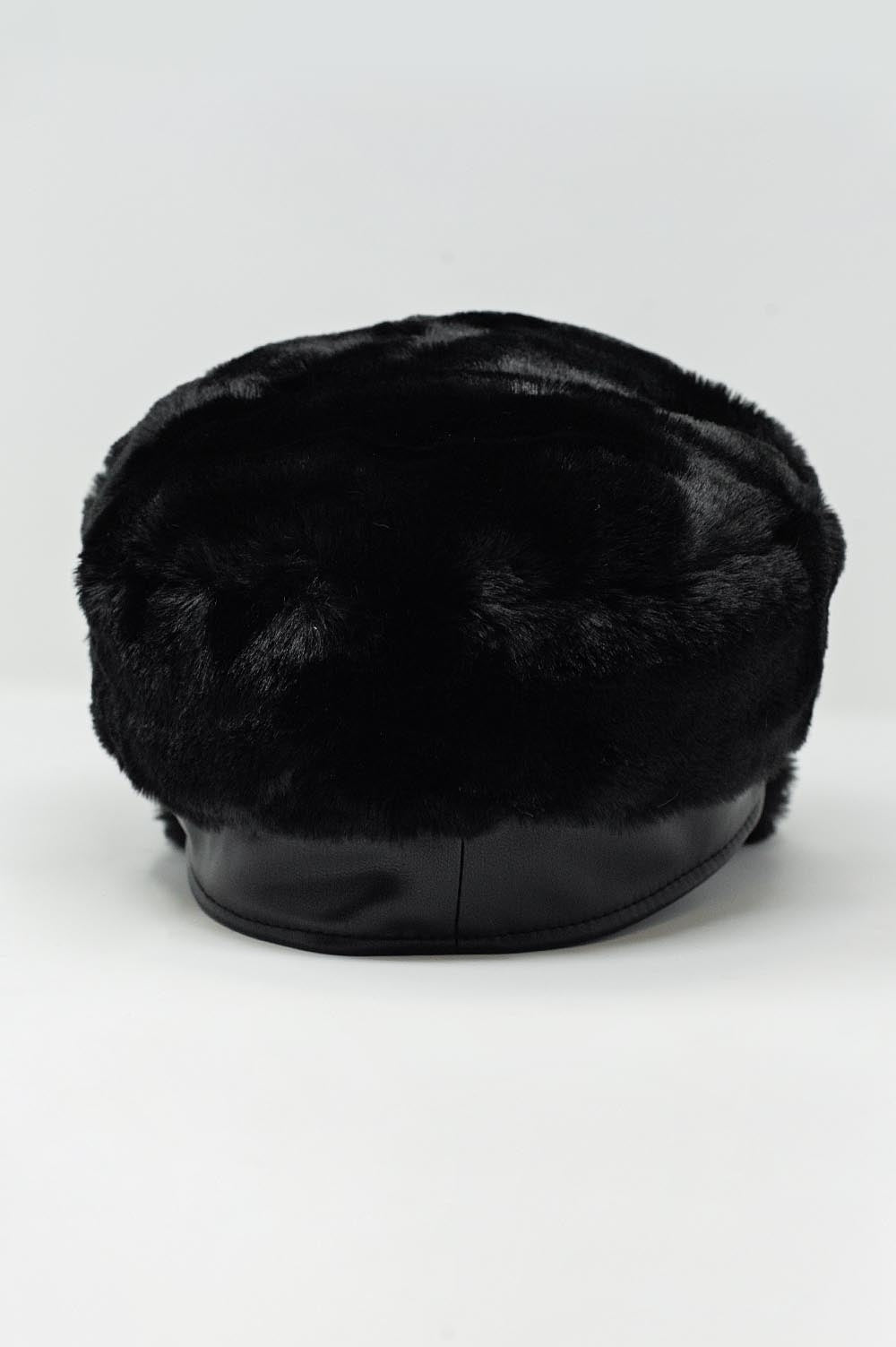Berretto baker boy in pile borg colore nero